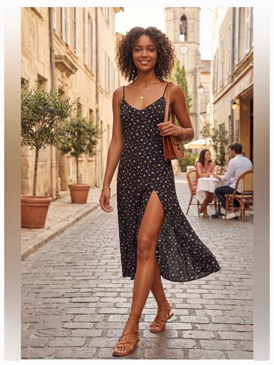 Reformation Dresses & Skirts - Reformation Black Floral Crimini Dress in Posie with Side Slit